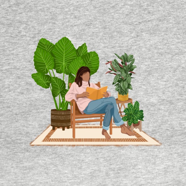 Reading and plants illustration 4 by gusstvaraonica